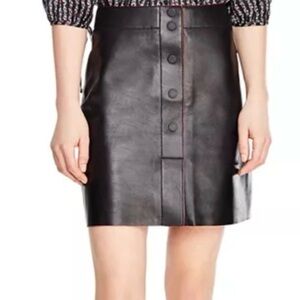 SANDRO Paris genuine leather black buttoned skirt
